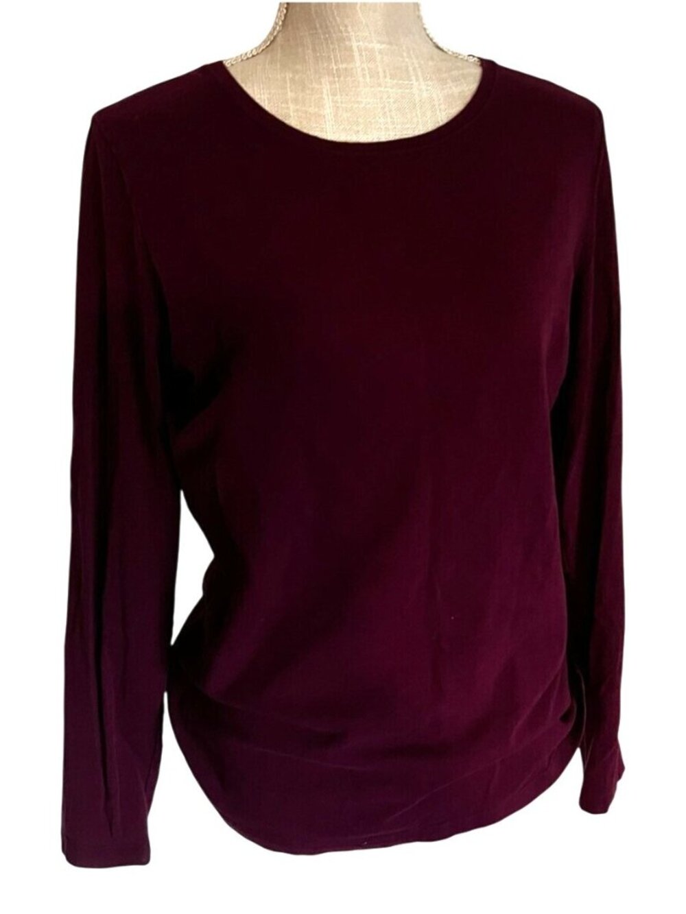 L.A. Blues Womens Perfect Fit Stretch Long Sleeve Burgundy Top Size L